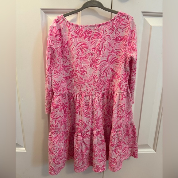 Lilly Pulitzer Mini Geanna Dress Pink Blossom Foxy Llama Girls Medium 6-7 - Picture 2 of 6